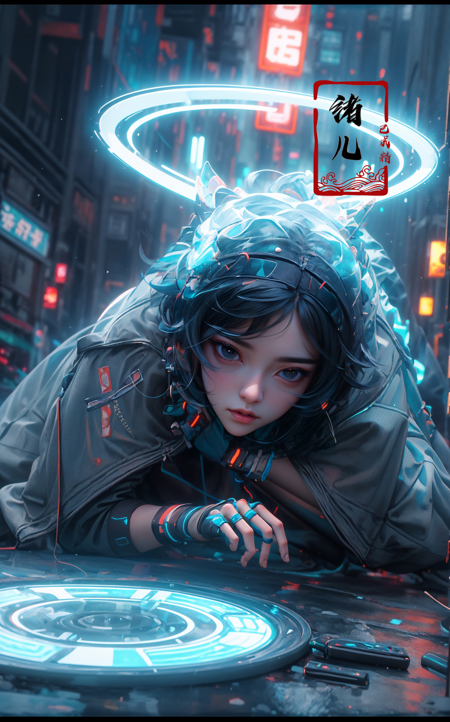 606247209521968576-958772437-CG masterpiece, 3D Chinese girl, angelic face, techno-cool style, dressed in cyberpunk mixed with Chinese style clothing, crouch.jpg